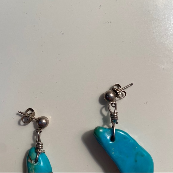 Turquoise earrings, sterling silver, 1.5” inch - Picture 5 of 5